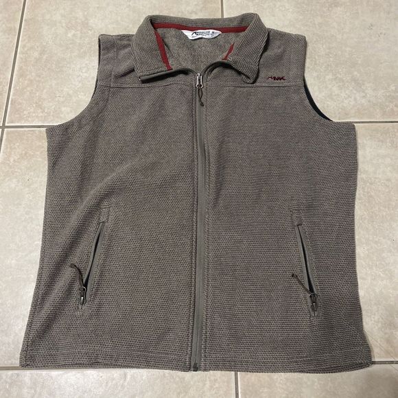 Mountain Khakis Pop Top Fleece Mens Medium Full Zip Vest Outdoors Hiking Brown - Picture 1 of 4